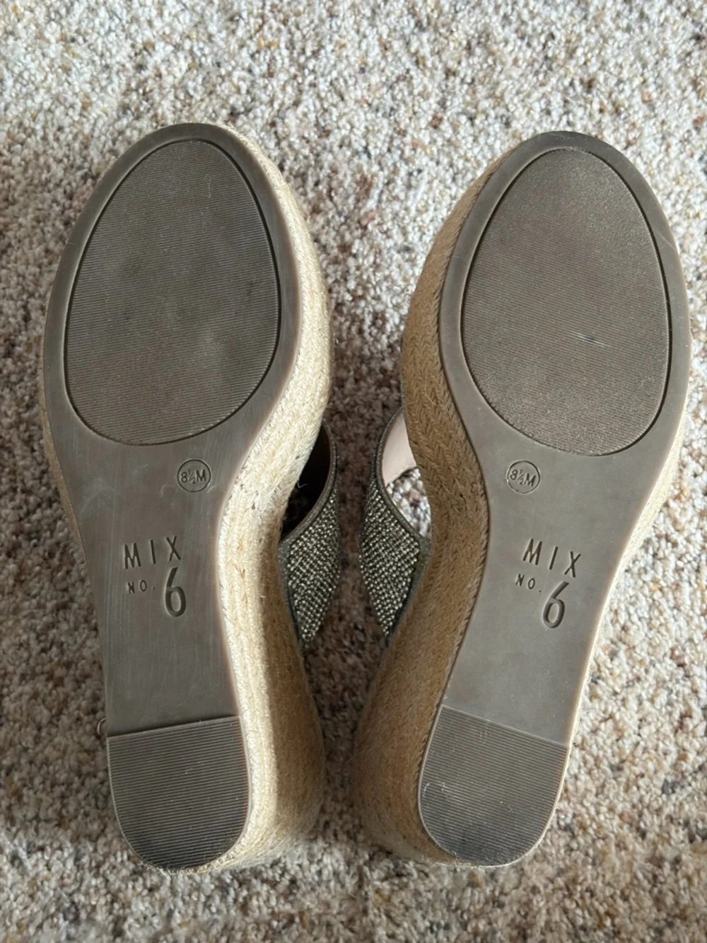 Mix No. 6 Silver Rhinestone Espadrille Wedge Sandals Women’s 8.5 EUC